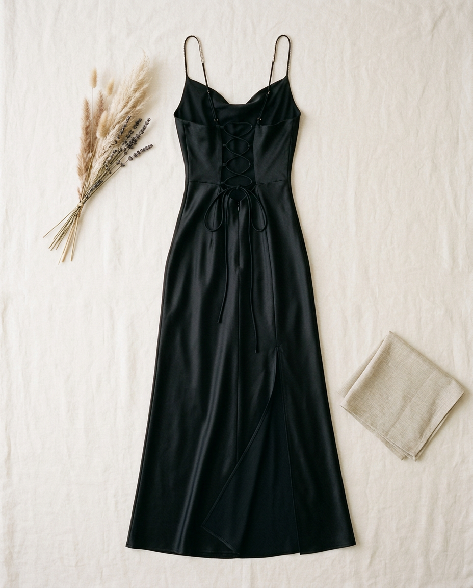 Robe Tubéreuse noire à plat | Meyvra [noir]