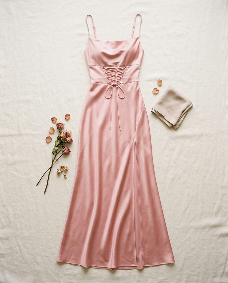 Robe Tubéreuse rose à plat | Meyvra [rose]