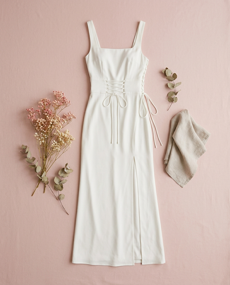Robe Tubéreuse blanche à plat | Meyvra [blanc]